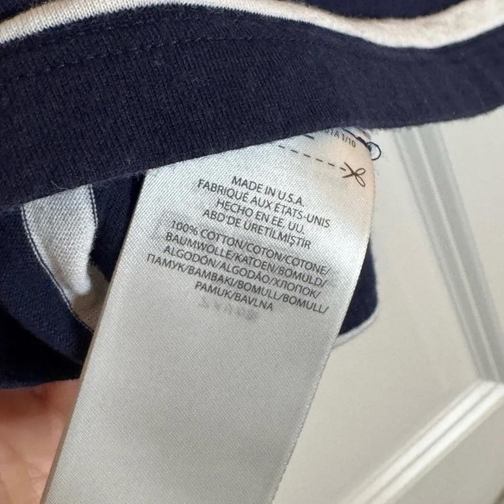 Polo Ralph Lauren Striped T Shirt USA Made‎ Olympic Men L Navy White